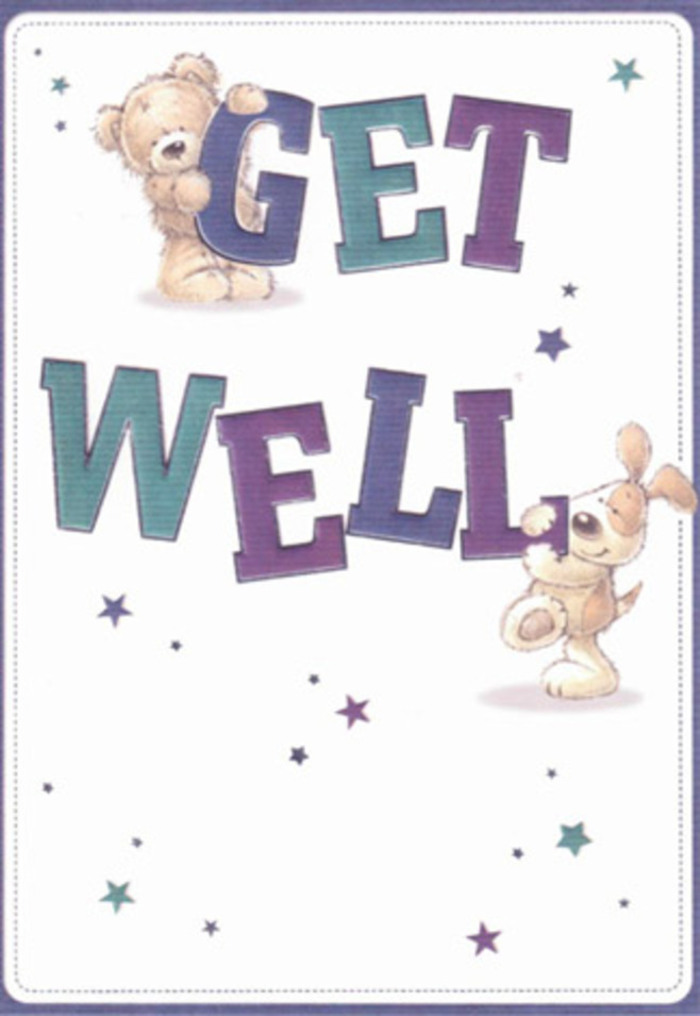 This get well card radiates gentle encouragement through its joyful illustrations-a friendly bear and a breezy puppy, each surrounded by dancing stars, as if scattering Maida Vale's signature optimism through the air. The bold, confident typography, shaded in vibrant purples and aquas, anchors the composition with cheerful reassurance reminiscent of a sunlit window in a Clifton Gardens townhouse. You can almost feel the tactile softness of the bear's fur and the puppy's velvety ears, conjuring sensations of comfort much like running your hands through fresh petals at the Maida Vale Florist shop. This card, paired with a hand-delivered bouquet, amplifies its positive intent-every detail, from gentle smiles to shimmering stars, is an invitation to lightness and sincere care. The scene's airiness and uplifting palette serve as a gentle reminder of how small acts, like a card or a flower arrangement, can lift spirits and bring a touch of joy to anyone in recovery within the close-knit Maida Vale community.